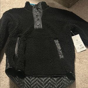 cozy sherpa snap sweatshirt